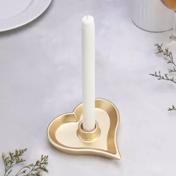 Подсвечник "Сердце" из гипса,14х2,5см,золото