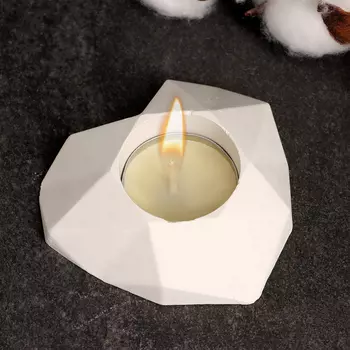 Подсвечник "Сердце полигональное" 8х8х2 см, белый