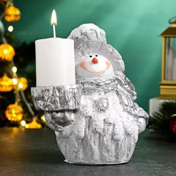 Подсвечник на 1 свечу «Снеговичок», полистоун, 1315 см