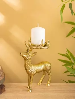 Подсвечник «Сохатый», 15.5922.5 см, алюминий, золотой