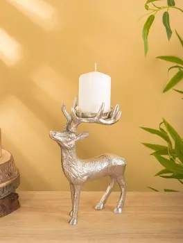 Подсвечник «Сохатый», 15.5922.5 см, алюминий, серебряный