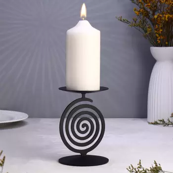 Подсвечник на 1 свечу «Спираль», 111016 см, чёрный