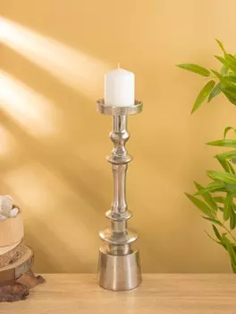 Подсвечник «Стэп», 37 см, алюминий, серебро