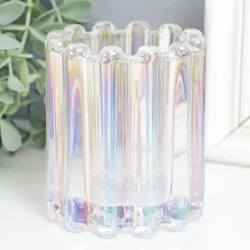 Стеклянный подсвечник на 1 свечу «Блюр», d=6.5 см, перламутр, 9911 см