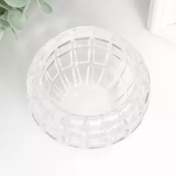 Стеклянный подсвечник на 1 свечу «Бочонок», d=4.5 см, прозрачный, 7.57.56 см