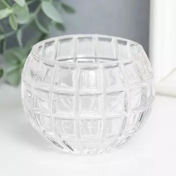 Стеклянный подсвечник на 1 свечу «Бочонок», d=4.5 см, прозрачный, 7.57.56 см