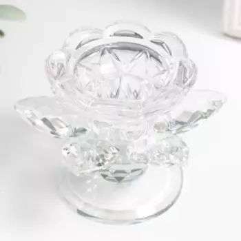 Стеклянный подсвечник на 1 свечу «Цветок», d=2.5 см и 4.5 см; 10107 см