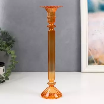 Подсвечник стекло на 1 свечу "Аверон" прозрачный оранж 30х7,5х7,5 см