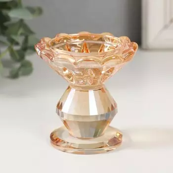 Стеклянный подсвечник на 1 свечу «Бутон», d=2 см и 3.5 см; карамель, 6.76.76.7 см