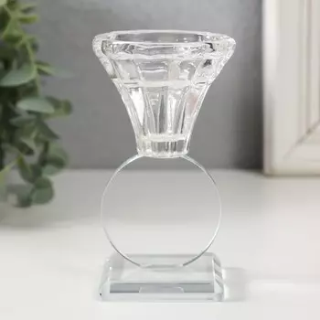 Стеклянный подсвечник на 1 свечу «Бутон на круге», d=2 см и 3.5 см; 6611 см