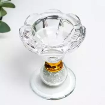 Подсвечник стекло на 1 свечу "Цветок" с бисером 8х6,5х6,5 см