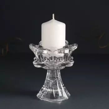 Стеклянный подсвечник на 1 свечу «Бутон розы», d=3 см, прозрачный 8.28.29 см