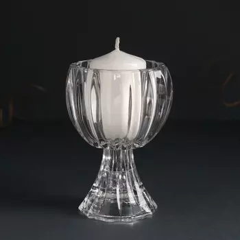 Стеклянный подсвечник на 1 свечу «Перо птицы», d=3 см, прозрачный 8811 см