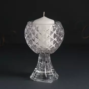 Стеклянный подсвечник на 1 свечу «Ромбы», d=3 см, прозрачный 8811 см