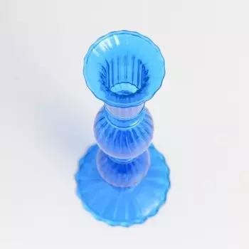 Стеклянный подсвечник на 1 свечу «Физалис», прозрачный синий, 8821 см