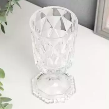 Стеклянный подсвечник на 1 свечу «Грани», бокал на ножке прозрачный, 16.488.5 см