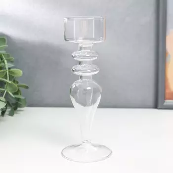 Подсвечник стекло на 1 свечу "Классика" прозрачный 15,5х6х6 см