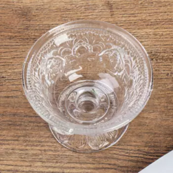 Подсвечник стекло на 1 свечу "Креманка с узорами" прозрачный 5,2х7,2х7,2 см