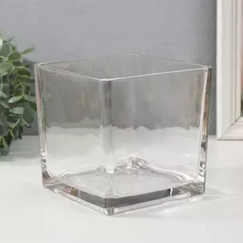 Стеклянный подсвечник на 1 свечу «Квадратный», прозрачный, 151515 см