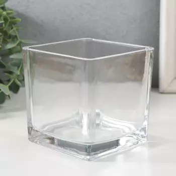 Стеклянный подсвечник на 1 свечу «Квадратный», прозрачный, 101010 см