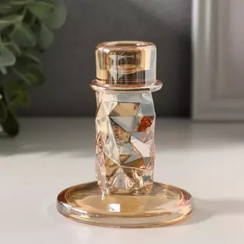 Стеклянный подсвечник на 1 свечу «Лёд», карамель, d=2 см, 8810 см