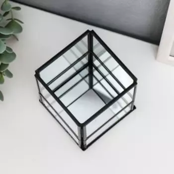 Подсвечник стекло на 1 свечу "Лофт. Прямоугольник" чёрный 10,3х8,2х8,2 см