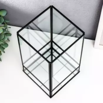 Подсвечник стекло на 1 свечу "Лофт. Прямоугольник" чёрный 22,3х12,2х12,2 см