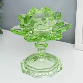 Стеклянный подсвечник на 1 свечу «Лотос на ножке», зелёный, 12.51212 см