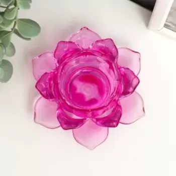 Подсвечник стекло на 1 свечу "Лотос" розовый 5,5х12х12 см