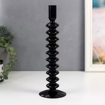 Подсвечник стекло на 1 свечу "Луаре" чёрный 29х8,5х8,5 см