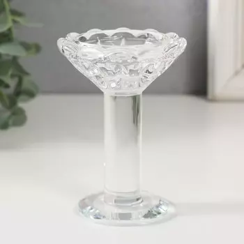 Стеклянный подсвечник на 1 свечу «Мельпомени», d=2 см и 3.5 см; 6.76.79.2 см