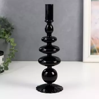 Подсвечник стекло на 1 свечу "Морбиан" чёрный 27х8,5х8,5 см