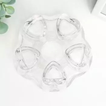 Подсвечник стекло на 1 свечу "Пять сердец" прозрачный 5х14х14 см