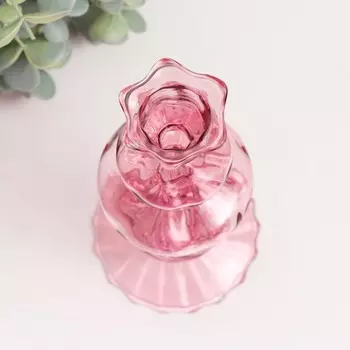 Стеклянный подсвечник на 1 свечу «Волна», прозрачный розовый, 9921 см