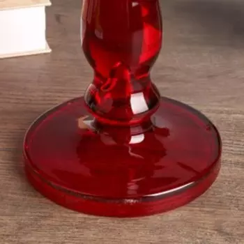 Подсвечник стекло "Подиум" красный 20,5х13х13 см
