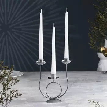 Подсвечник "Трио" металл на 3 свечи,17х18 см, серебро