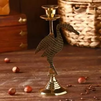 Подсвечник "Журавль" латунь 12,х7,8х23 см