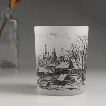 Подсвечник "ЗИМНИЙ ПЕЙЗАЖ" 9,3х7,7 см, 240 мл
