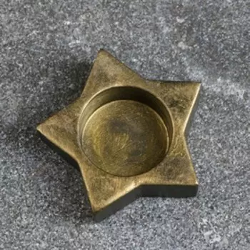 Подсвечник "Звезда" состаренное золото, 6х6х3см, для свечи 3,5см