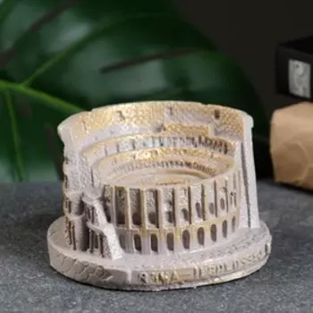 Подсвечник "Колизей" серый с золотом, 10см