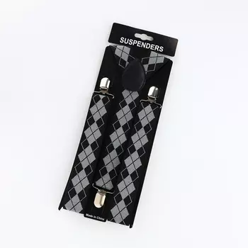 Подтяжки взрослые, ширина 2,5 см, цвет чёрный/серый