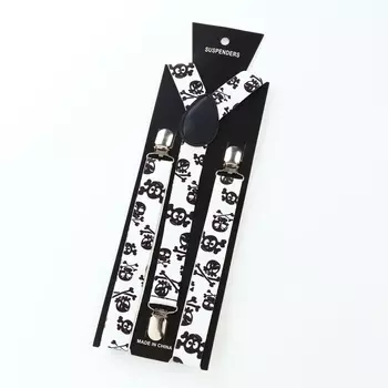 Подтяжки взрослые, ширина 2,5 см, цвет белый/чёрный