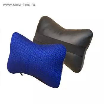 Подушка автомобильная, для шеи, экокожа-жаккард, черный/синий
