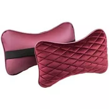 Подушка автомобильная, для шеи City, велюр-экокожа, бордо, 2 шт