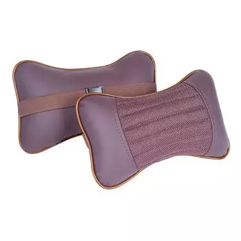 Подушка автомобильная, для шеи Sector, экокожа-текстиль, светло-коричневый, 2 шт