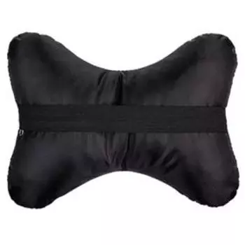 Подушка автомобильная на подголовник, SKYWAY, 30x21см, искусственная кожа, черная, S08001011