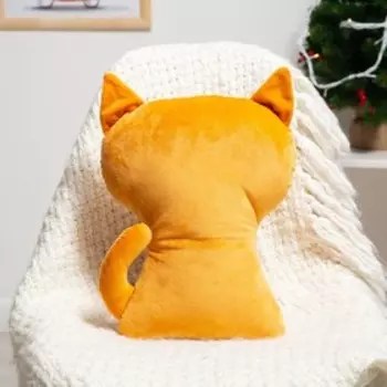 Подушка декоративная Кот с заплаткой 31х39см, бежевый, плюш, холофайбер