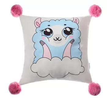 Подушка декоративная Крошка Я «Радужная лама», 45х45 см, велюр, 100% полиэстер