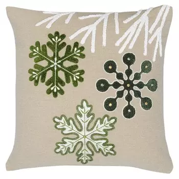 Подушка декоративная с вышивкой Snow flakes New year Essential, размер 45х45 см