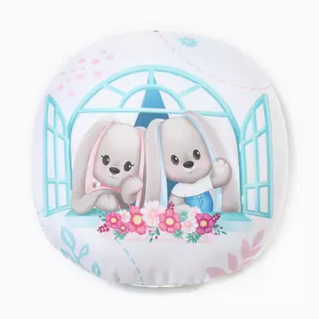 Подушка декоративная круглая «Зайки Li&Lu», микрофибра